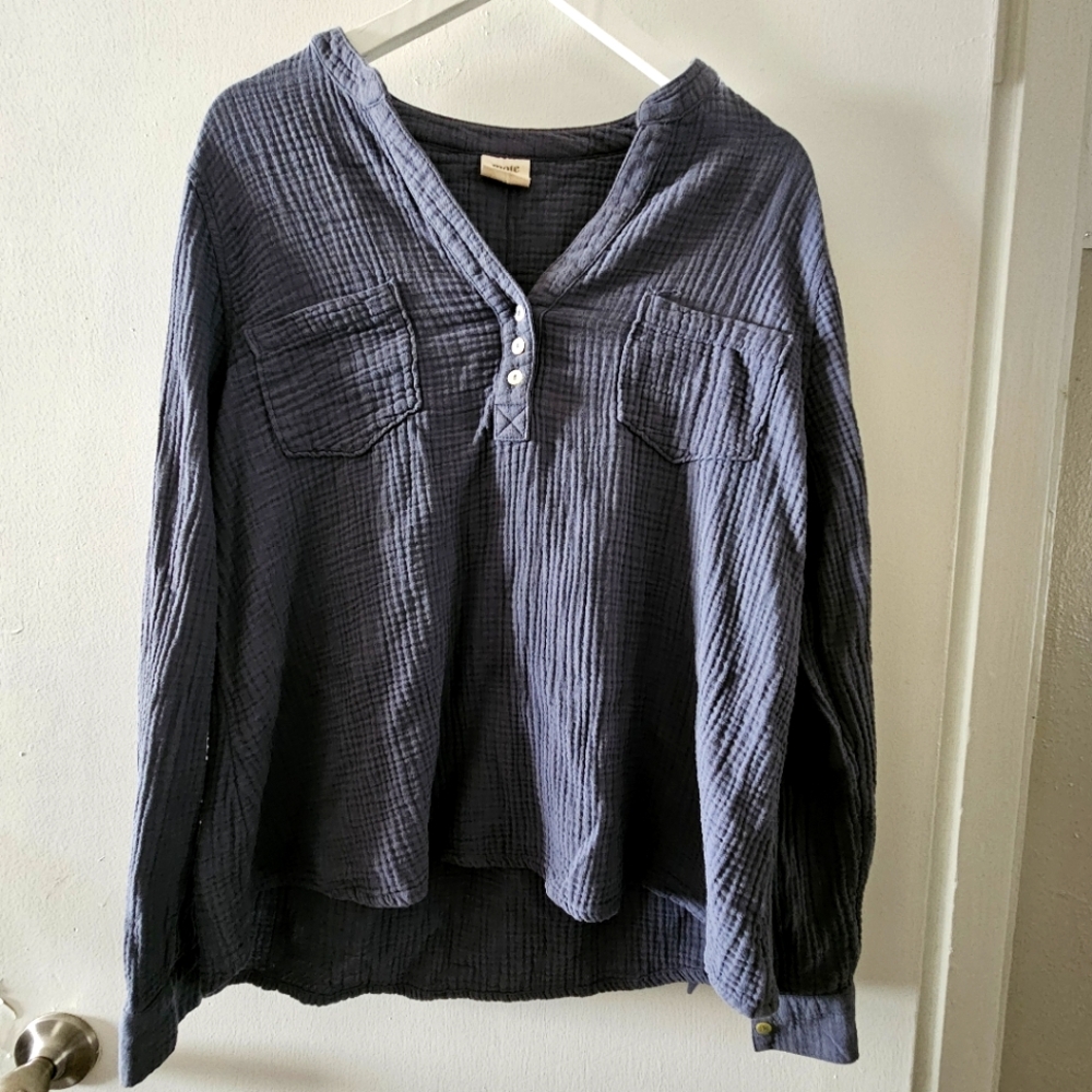 Mote - Blue long sleeve Top | 100% Cotton | Casual basic (XXL)